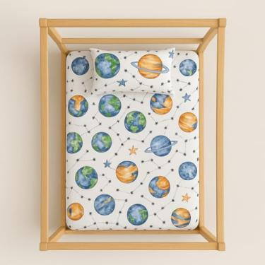 Imagem de Jogo Lençol Mini Cama Montessoriana 70x150 com Elástico + Fronha 2 Peças Infantil Variados Espaço Sideral