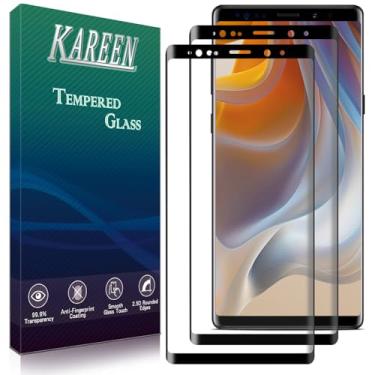 Imagem de KAREEN Pacote com 2 protetores de tela para Samsung Galaxy Note 9, película de vidro temperado, cobertura total 3D, dureza 9H, antiarranhões, sem bolhas