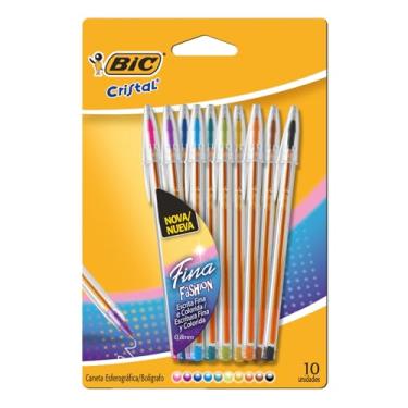 Imagem de 530009 - Caneta Esferográfica Escrita Fina, Cristal Fina Fashion, BIC, 10 Unidades Sortidas
