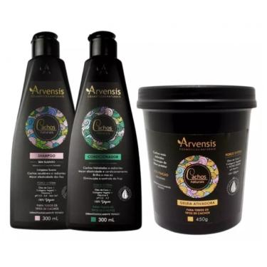 Imagem de Kit Arvensis Cachos Shampoo Condicionador Geleia Alta 450g