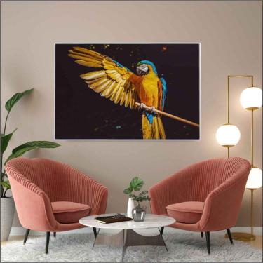 Imagem de Quadro Arara Azul 90x60 Cm Tecido Canvas