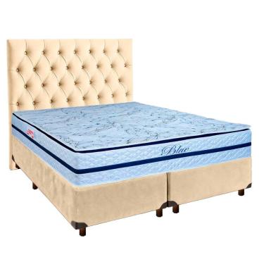 Imagem de Kit Cabeceira + Cama Box + Colchão Queen Molas Ensacadas Blue Paropas