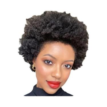 Imagem de Peruca De Cabelo Humano Afro Kinky Curly Pixie Cut De 6 a 8 Polegadas 