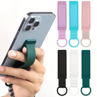 Imagem de Suporte para telefone - Alça de dedo com suporte dobrável Acessório traseiro universal para smartphone à prova d'água, fixação segura e acessório de suporte de mesa (Roxo)