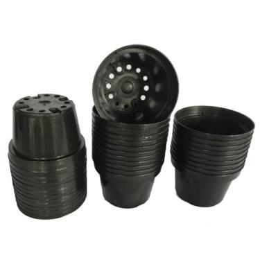 Imagem de Vaso de Planta, Kit Vasos Plástico Pote Liso Preto Ou Marrom Plantas Flores Temperos(Preto,100)