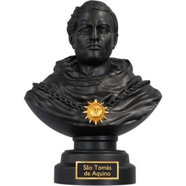 Imagem de Estátua Busto São Tomás de Aquino - Teólogo Católico (Cor Aurum Noctis)
