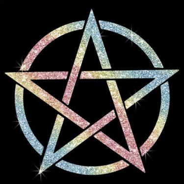 Imagem de Adesivo de decalque brilhante de PVC autoadesivo pentáculo cintilante para carros, laptops, motocicletas, parede, janela, bagagem, capa de arranhão, porta multisuperfície (colorido)