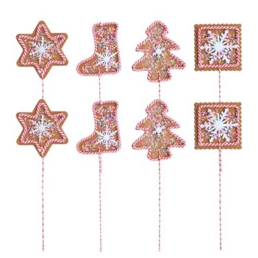 Imagem de Egolot 8 peças de enfeite de palitos de biscoito de gengibre de Natal para árvore de Natal e grinalda, botas de Papai Noel de floco de neve, palhetas de biscoito para Natal, decoração de casa
