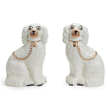 Imagem de Conjunto de 2 estátuas de cachorro Staffordshire da Two's Company (virado para a esquerda, voltado para a direita)
