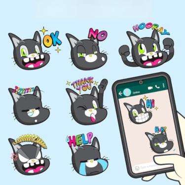 Imagem de Adesivo Kawaii Para Crianças Decorativo de Gatos Emojis para Quarto e Cadernos 30x30cm