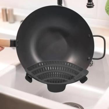 Imagem de Escorredor dobrável que economiza espaço – Filtro de encaixe ajustável para cozinhas pequenas