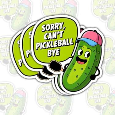 Imagem de 3 adesivos Sorry Can't Pickleball Bye, adesivos engraçados de vinil para laptop, caderno, diário, garrafa de água, carro, presente para amantes de pickleball de 7,6 cm