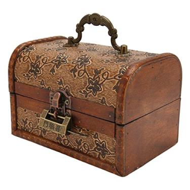 Imagem de Naroote Caixa de Joias de Madeira Com Design retrô Vintage Com Fechadura para Armazenar Colares, Brincos e Documentos Em Janelas de Casa ou Loja (6300G-01GK02)