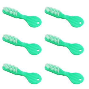 Imagem de Pro Bamboo Kitchen 6 peças de escovas de dentes grandes de plástico, verde, 7 x 2 x 1,5 cm, impressões digitais, cabo curto, ferramentas de limpeza oral para viagens para prisões e centros de