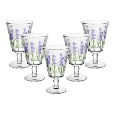 Imagem de Jogo 6 Taças Lavanda Roxo Vidro 240ml Serve Água Decoração Cozinha Mesa Posta Classe Chique Luxo (6)