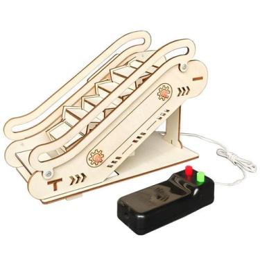 Imagem de Kit científico DIY: escada rolante de madeira, movimentação elétrica p