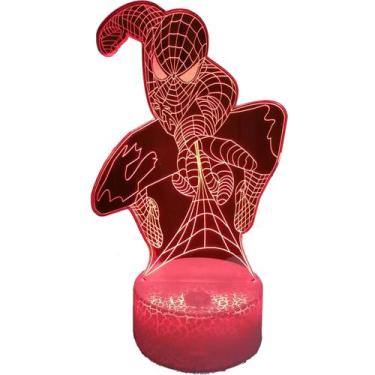 Imagem de Lâmpada 3D Spiderman Avenger LED com sensor de toque de 7 cores - Ligh