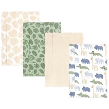 Imagem de Hudson Baby Panos de flanela de algodão unissex para bebês, tamanho único, Wild Leaf Safari, tamanho nico