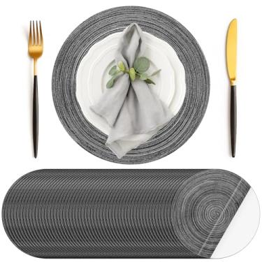 Imagem de Geosar Jogo americano descartável, 100 peças, tecido de algodão, 33 cm, jogo americano redondo rústico, descartável, para decoração de mesa de jantar, aniversário, casamento, festa de chá de bebê