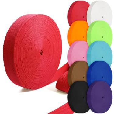 Imagem de Grosun Correias de algodão 2,5 cm, 3,8 cm, 5 cm, 5 cm, tiras de lona para bolsas, 10 60 cm, 3,3 metros (vermelho, 3,5 cm x 10 jardas)