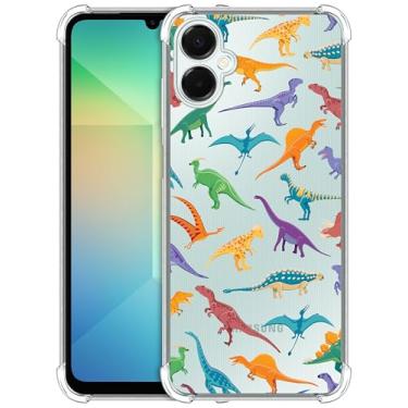 Imagem de GlamCase Capa transparente para Samsung Galaxy A06 5G / 4G, Samsung Galaxy A06 5G / 4G - estampa multicolorida de dinossauro à prova de choque protetora transparente TPU designer capa traseira para