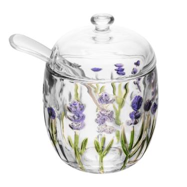 Imagem de Kit Meleira + Açucareiro + Manteigueira Francesa De Cristal Lavanda Lyor