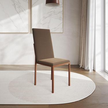 Imagem de Cadeira De Jantar Estofada Mônaco Premium Cobre E Marrom - Cor: Preto