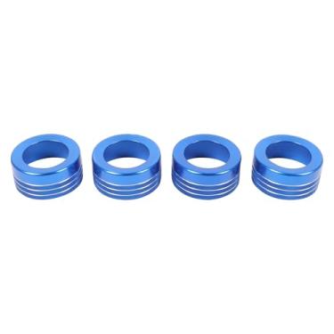 Imagem de Aunginsy Capa de botão de interruptor de ar condicionado para console central de 4 peças compatível com Toyota Tundra/Sequoia 2007-2013, alumínio para carro, A/C, botão de controle climático, anel