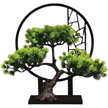 Imagem de Árvore artificial Pequena árvore artificial de bonsai em vaso, planta, plantas falsas, exibição interna e externa japonês, decoração mesa para casa escritório