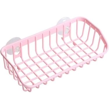 Imagem de Tnyvm Rack de drenagem multifuncional rosa, rack de armazenamento suspenso, prateleira de pia com ventosa e sabão para lavar louça, suporte de esponja para acessórios de cozinha, prateleiras e