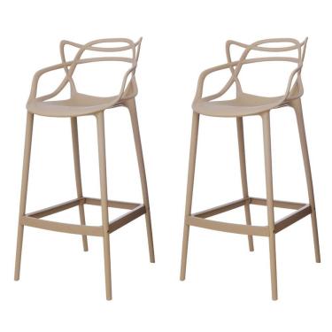 Imagem de Kit 2 Banquetas Allegra Nude Polipropileno Cozinha Bistrô