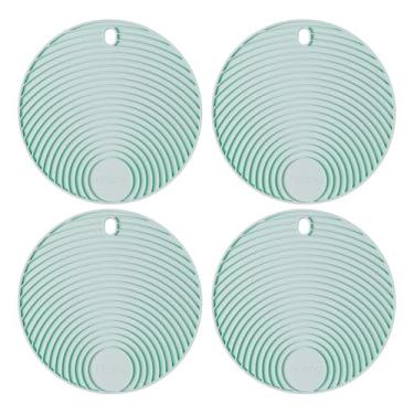 Imagem de Kit com 4 Descansos de Panela em Silicone Naxos – Apoio Antiderrapante com maior espessura para proteção térmica, Resistente ao Calor até 240 °C, Atóxico e Flexível. Redondo 17×17 cm. Cor: Verde