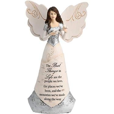 Imagem de Pavilion Gift Company Elements 82328 Estatueta de anjo segurando borboletas, Best Things In Life, 20 cm, branca