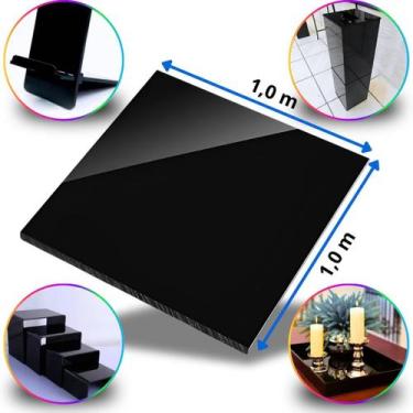 Imagem de Chapa de Acrílico Preto Opaco Esp. 10mm  100x100cm  1,0m x 1,0m  Placa