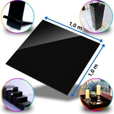 Imagem de Chapa de Acrílico Preto Opaco Esp. 6mm  100x100cm  1,0m x 1,0m  Placa 