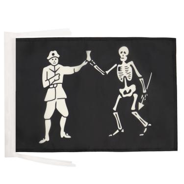 Imagem de Cordas de bandeira pirata Bart Roberts 45.7 cm x 12'' - caveira Piratas bandeiras PEQUENAS 30 x 45 cm - Banner 45.7x30.5 cm - AZ FLAG