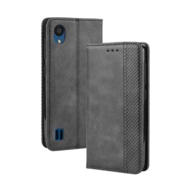 Imagem de Capa para ZTE Blade Blade A5 2019,Retro Flip magnético,Caso de telefone de couro PU,Design de carteira com 3 slots de cartão e 1 clipe de dinheiro -Black