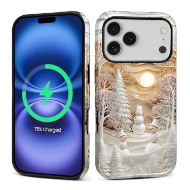 Imagem de Capa para iPhone 17 Pro [compatível com MagSafe], silicone macio brilhante + capa protetora 2 em 1 de policarbonato rígido antiarranhões à prova de choque para mulheres e homens - Floresta de boneco