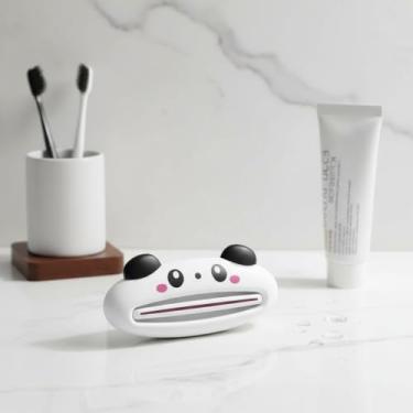 Imagem de 1 dispensador de pasta de dente de panda para crianças, rolo espremedor de pasta de dentes de animais de desenho animado para cremes de limpeza facial de pasta de dente infantil