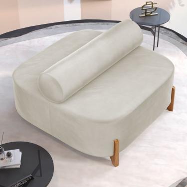 Imagem de Sofá Ilha Orgânico Living Closet Evo 125cm 02 Lugares Veludo Bege Claro - Desk Design Bege Claro
