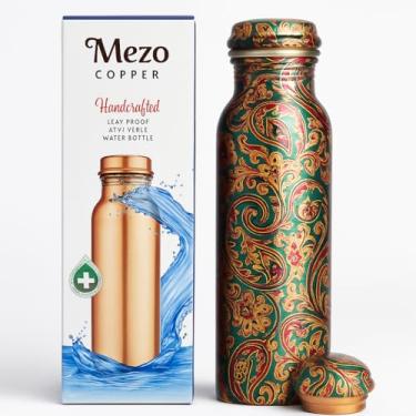 Imagem de VNPL Garrafa de água martelada – 100% cobre, benefícios ayurvédicos, tampa à prova de vazamento, 950 ml | Feita à mão para saúde, ioga, escritório e viagem (preparada)