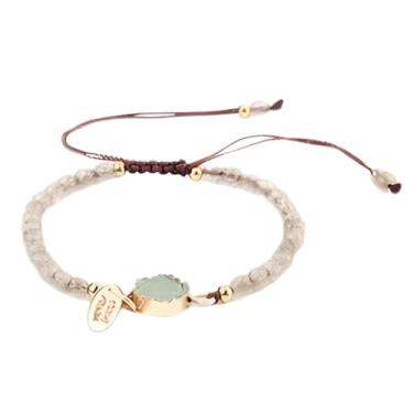 Imagem de Pulseira Feminina Boho Chic Ajustável Com Pedras Naturais Estilo Artesanal Leve Elegante 4 Mm 24 Cm (Amarelo Light)