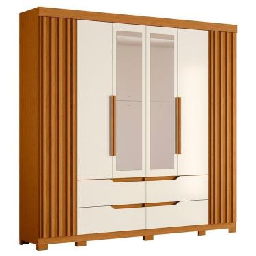 Imagem de Guarda Roupa Casal 6 Portas Com Espelho 240cm Doble Cinamomo-off White - Albatroz