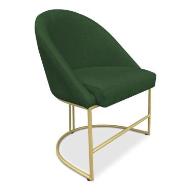 Imagem de Cadeira Poltrona De Jantar Bela Suede Verde Base Metálica Industrial Dourado - Pallazio