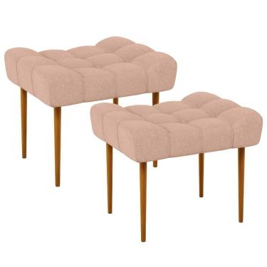Imagem de Kit 02 Puffs Para Sala De Estar Requinte L02 Linho Rosê