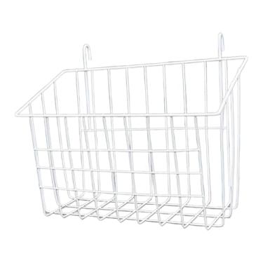 Imagem de Bothyi Painel de parede com grade, cesto de arame para pendurar, organizador de cosméticos, decoração para casa, cesto moderno de ferro com ganchos para, Branco 23.5 Cm X 9 Cm X 18 Cm