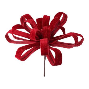 Imagem de Bothyi Flores artificiais de Natal, flores falsas para artesanato, arranjo floral de tecido para centro de mesa, guirlanda, enfeite de lareira, Ano, Vermelho