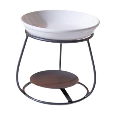 Imagem de Generic Queimador de óleo de cerâmica, aquecedor de óleo, difusor de aromas moderno, aquecedor de fragrâncias, queimador de cera perfumada, estrutura de metal, Preto