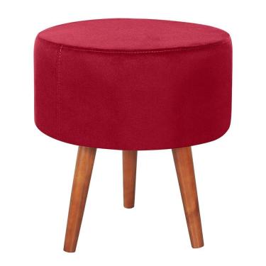 Imagem de Puff Puf Redondo Pes Palito 44x40cm Suede Vermelho Mpassos Vermelho