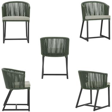 Imagem de 6 Cadeiras De Jantar área Noronha Preta E3 Trama  Verde